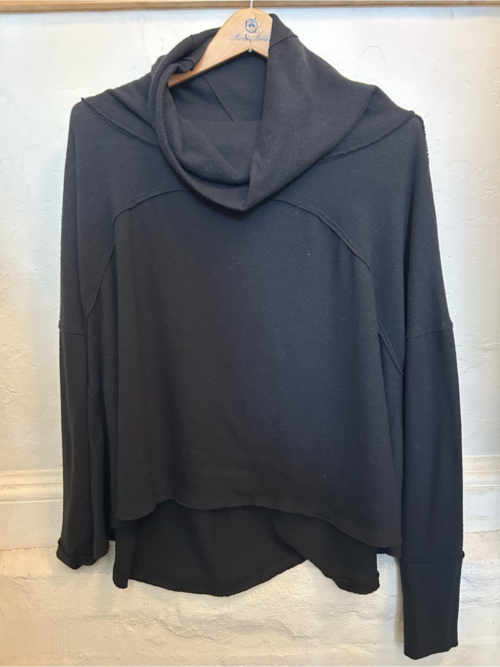 We The Free Black Cowl Neck Jersey Top